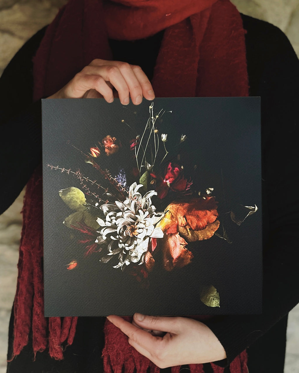 November Reliquary - Dark Floral Art Print with Chrysanthemum & Tulip